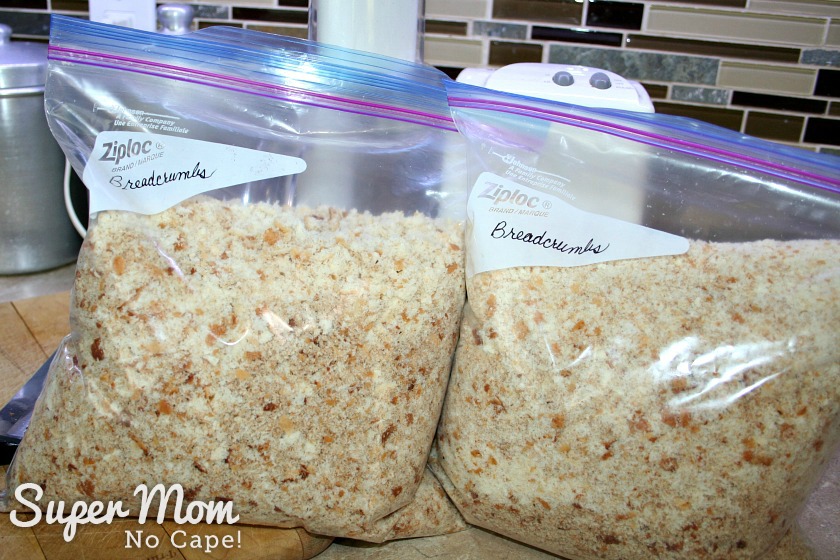 Two bags of homemade bread crumbs