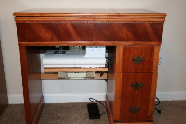 Front view of the sewing cabinet.