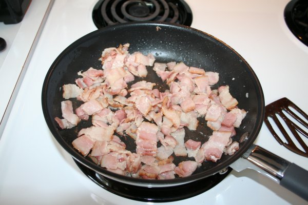 fry half lb of chopped bacon