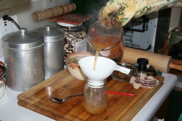 Pour stock into hot jars