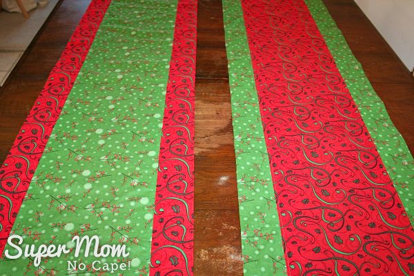 Close up photo of the 2 One Hour Table Runners showing how one is the reverse of the other