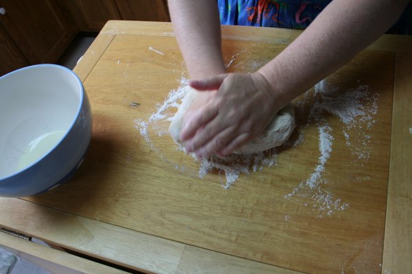 Knead until ball of dough is soft and pliable