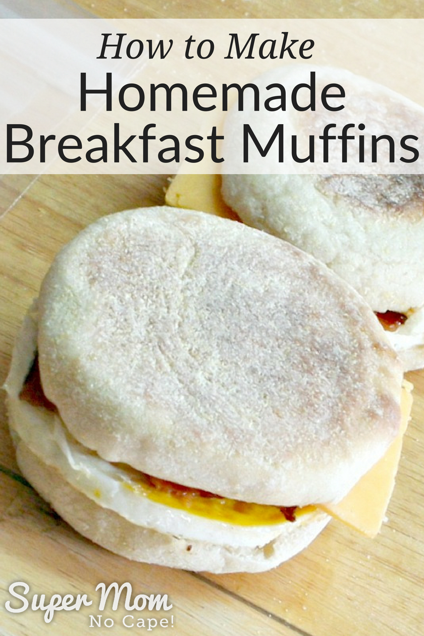 2 Homemade Breakfast Muffins on a cutting board