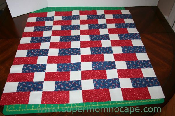Top sewn together of Old Glory Scrambled Tabletopper