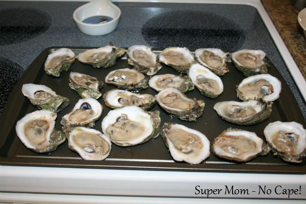 Here they are shucked and almost ready for baking.