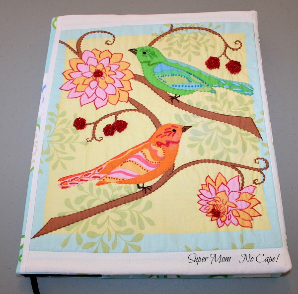 Embellished Journal Cover with Green and Orange Birds