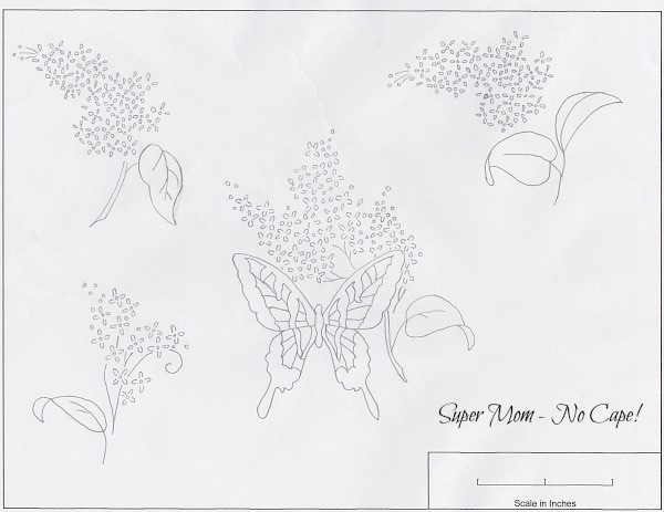 Pattern for Medium sized Butterfly and flowers