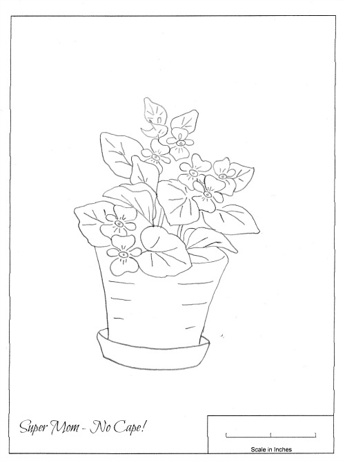Workbasket embroidery pattern begonias in a pot