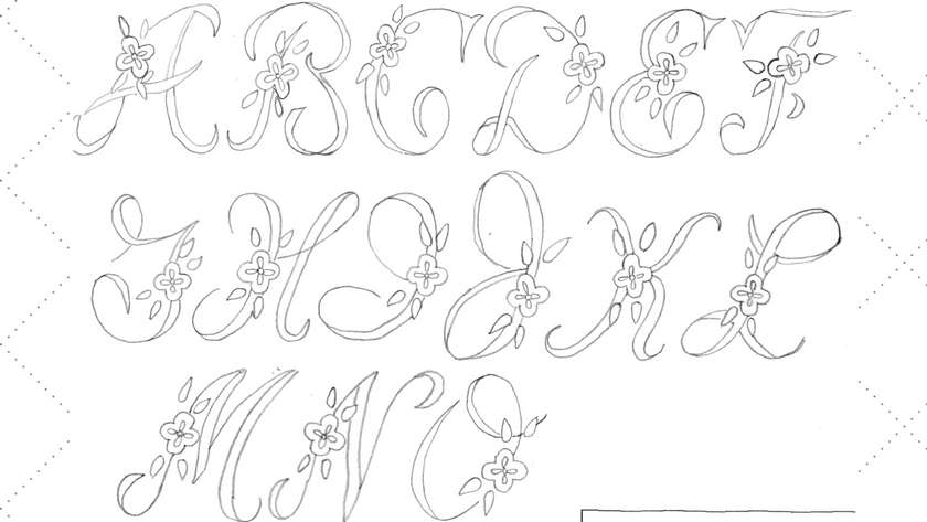 Vintage Embroidery Monday – 2″ Floral Alphabet A to O