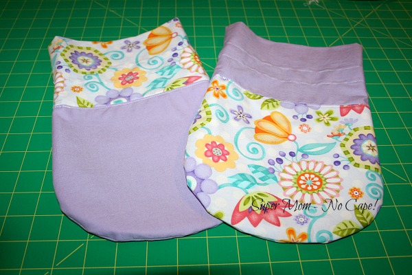 Photo of completed drawstring bags without drawstrings