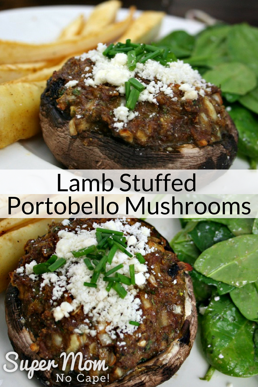 Collage photo of Lamb Stuffed Portobello Mushrooms