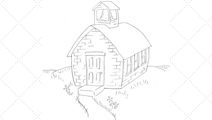 Old Fashioned One Room School House Embroidery Pattern