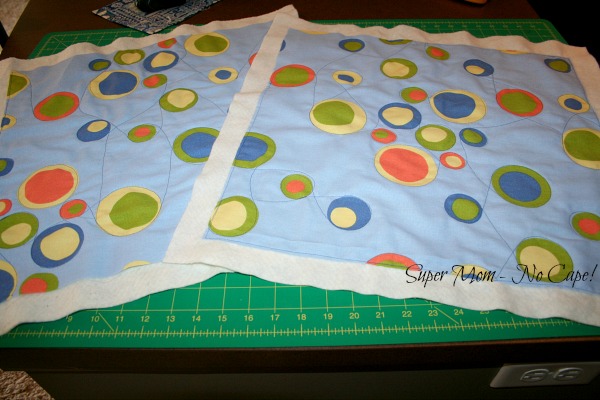 Two pillow tops with improv quilting