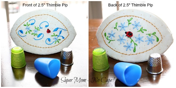 Front and back of 2.5 inch thimble pip