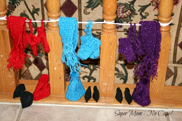 Mini Elven Winter Wear hanging up to dry.