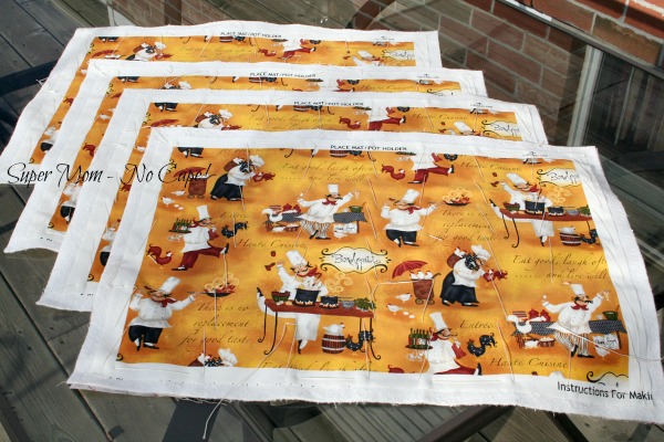 Chefs cooking placemats ready to quilt