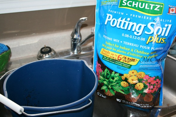 Potting soil and a bucket