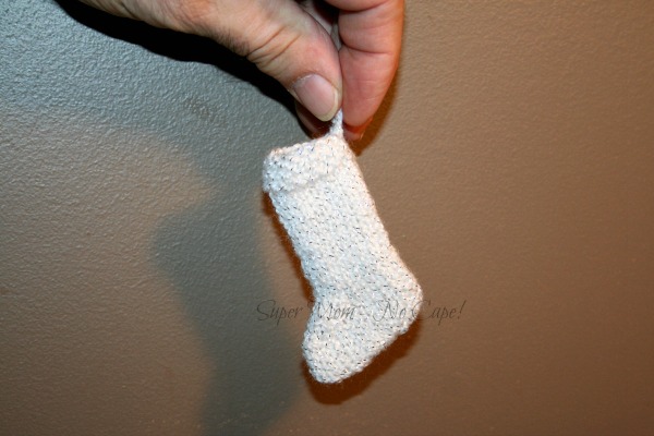 Tiny White Knitted Christmas Sock