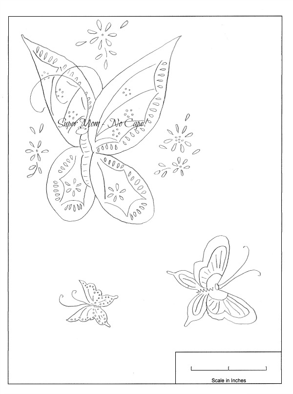 Workbasket embroidery patterns for three butterflies