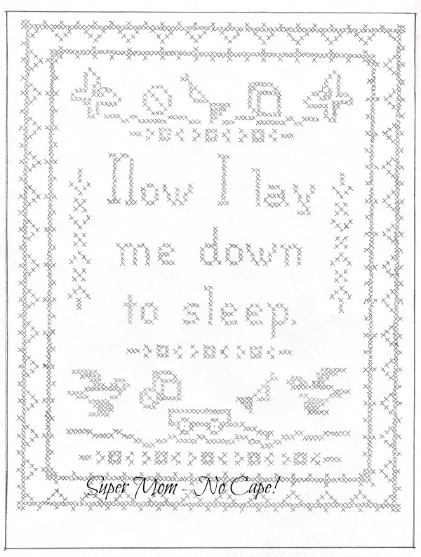 Now I Lay Me Down to Sleep vintage Workbasket embroidery pattern from page #70