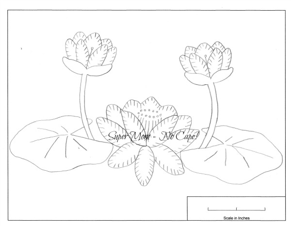 Vintage Workbasket embroidery pattern for a water lily