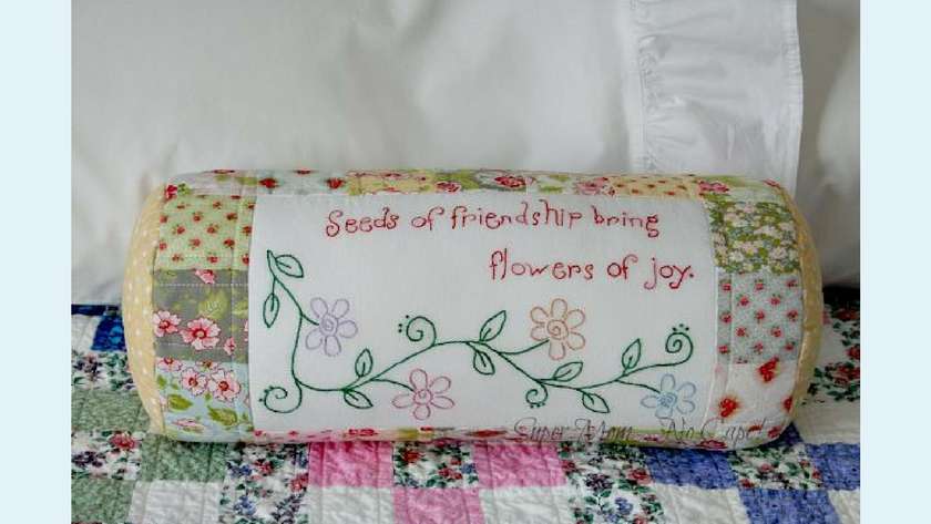 Seeds of Friendship Bolster Cover Finished