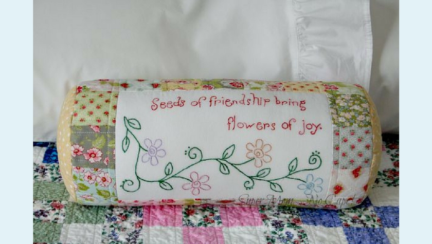 Seeds of Friendship Bolster Cover Finished