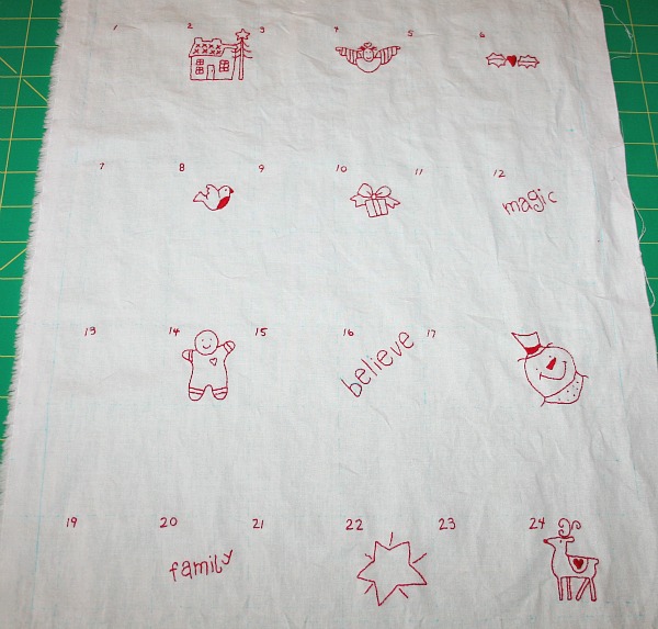 Embroidered pockets for my Advent Calendar