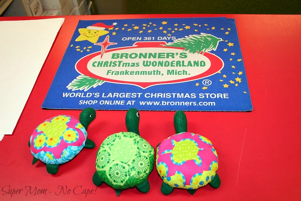 Hexie Turtles on the counter at Bronner's Christmas Wonderland