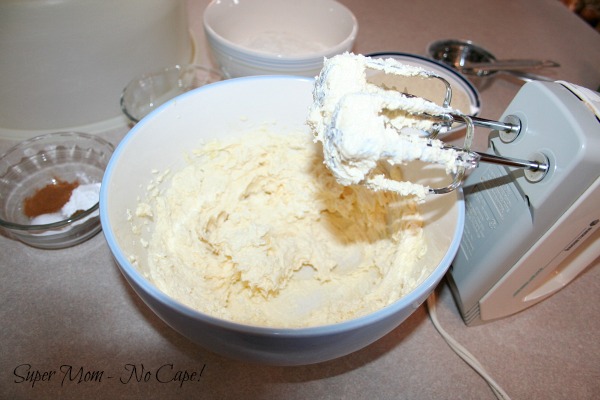 Cream together butter, sugar, eggs and vanilla