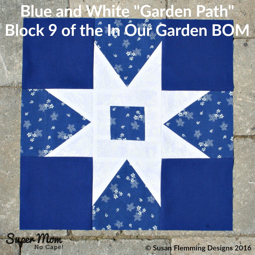 Blue and White Garden Path - Block 9 of the In Our Garden BOM