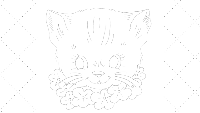 Kitten Wearing Flower Necklace Embroidery Pattern