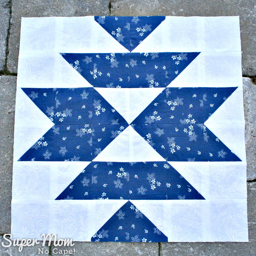 Block 17 for the In Our Garden BOM done in blue and white by Super Mom - No Cape!