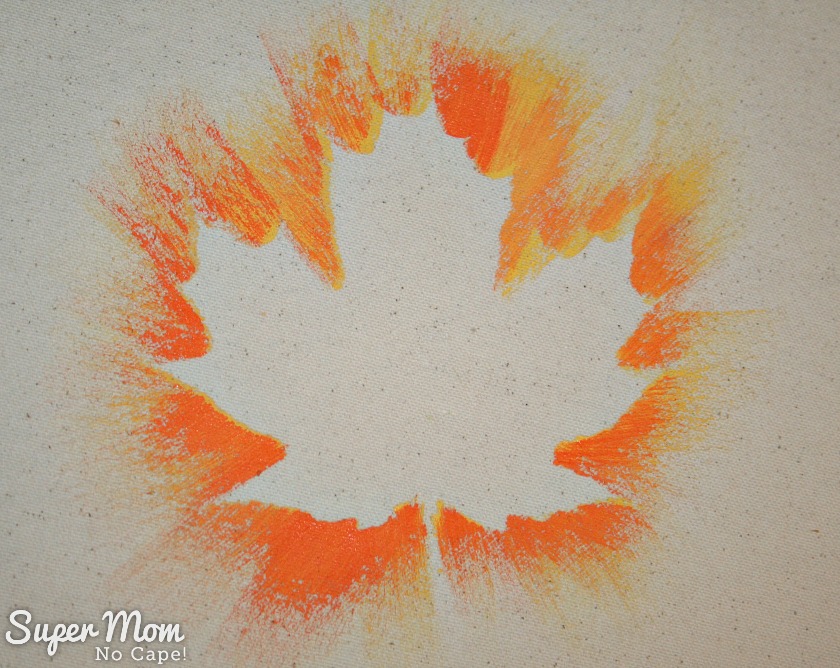 Completed Yellow and Orange Leaf on the Painted Maple Leaf Table Runner