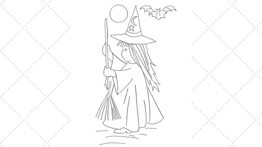 Halloween Witch Embroidery Pattern