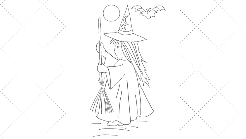 Halloween Witch Embroidery Pattern