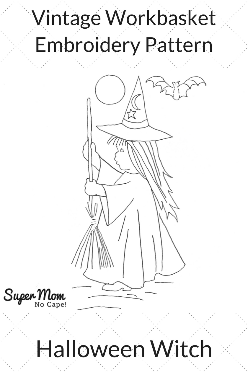 Vintage Workbasket Embroidery Pattern - Halloween Witch