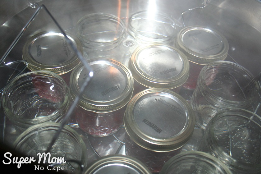 Best Ever Homemade Cranberry Sauce - jars in water bath canner