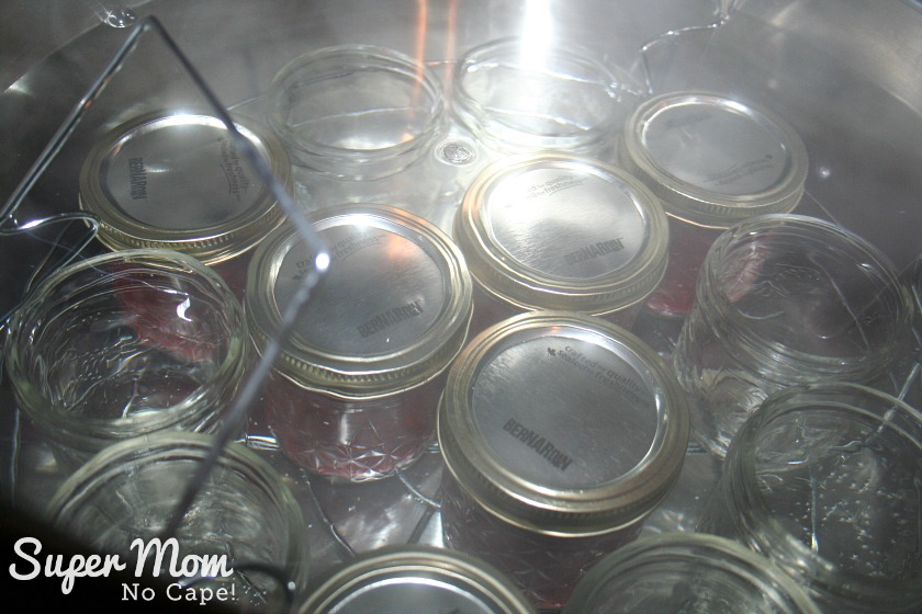 Best Ever Homemade Cranberry Sauce - jars in water bath canner