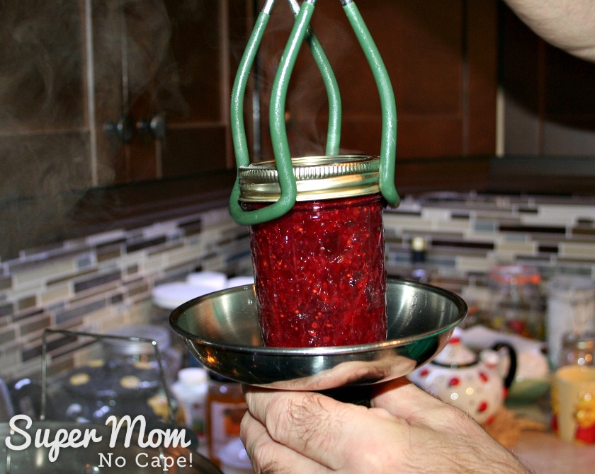 Best Ever Homemade Cranberry Sauce - use jar lifter to remove jars from canner