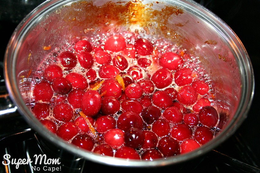 Best Ever Homemade Cranberry Sauce - cranberries starting to pop