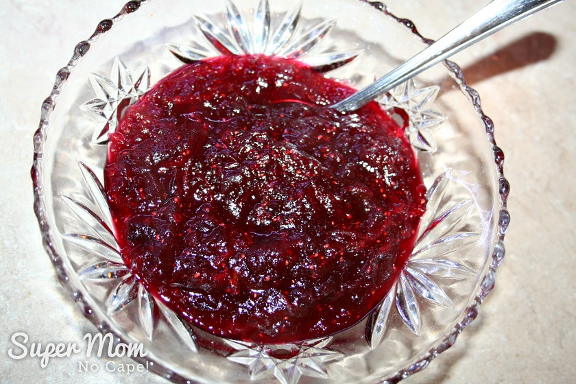 Best Ever Homemade Cranberry Sauce - in a crystal serving bowl