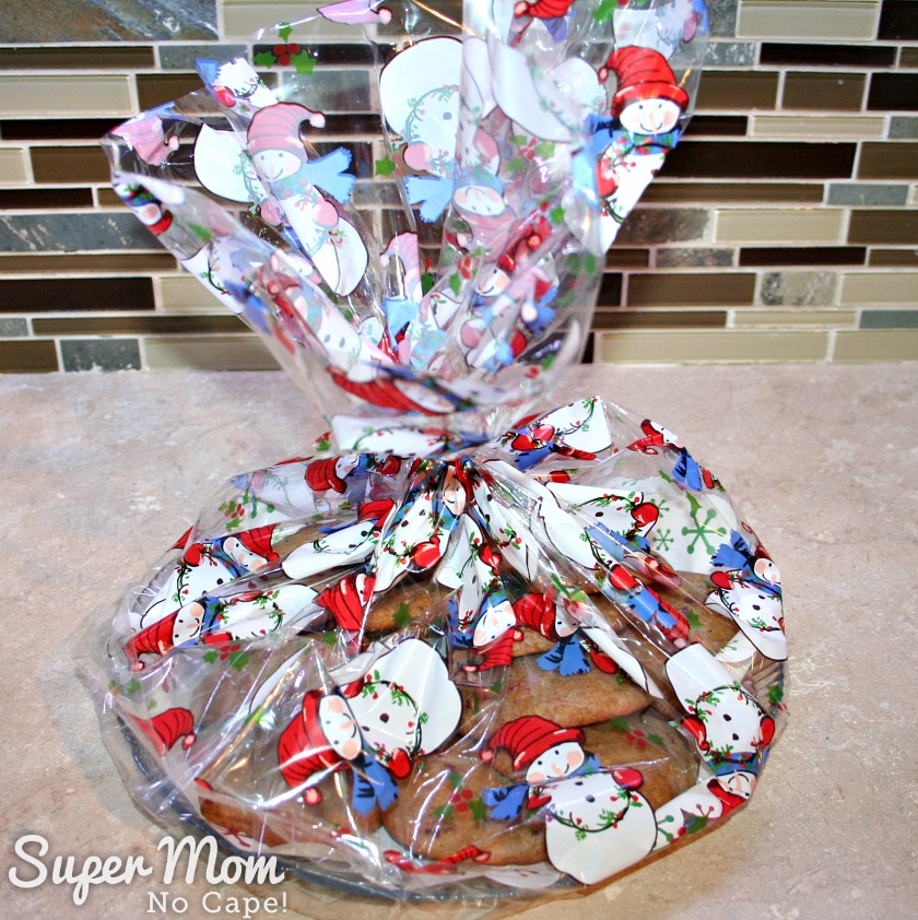 Leftover Cranberries Sauce Drop Cookies - wrapped in snowman cellophane