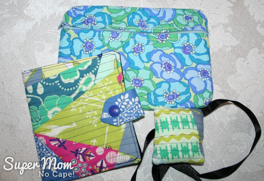 Small pouch, needle keeper and pincushion made by Pauline