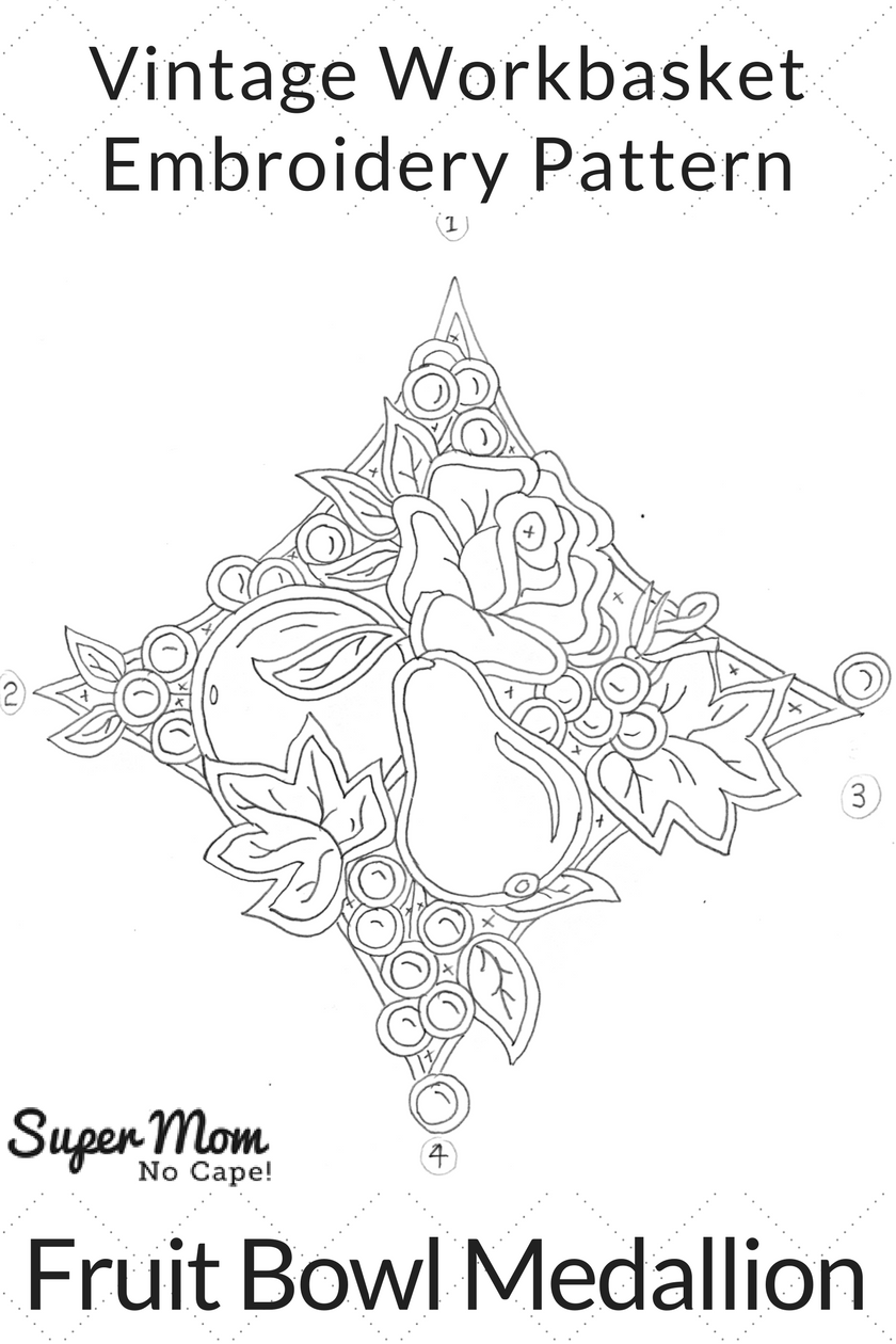 Vintage Workbasket Embroidery Pattern - Fruit Bowl Medallion