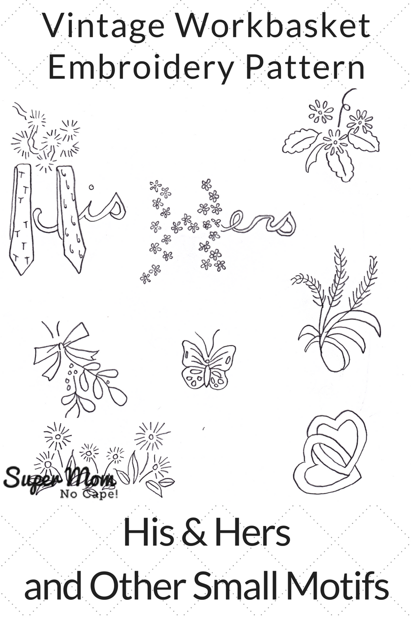Vintage Workbasket Embroidery Pattern - His & Hers and Other Small Motifs