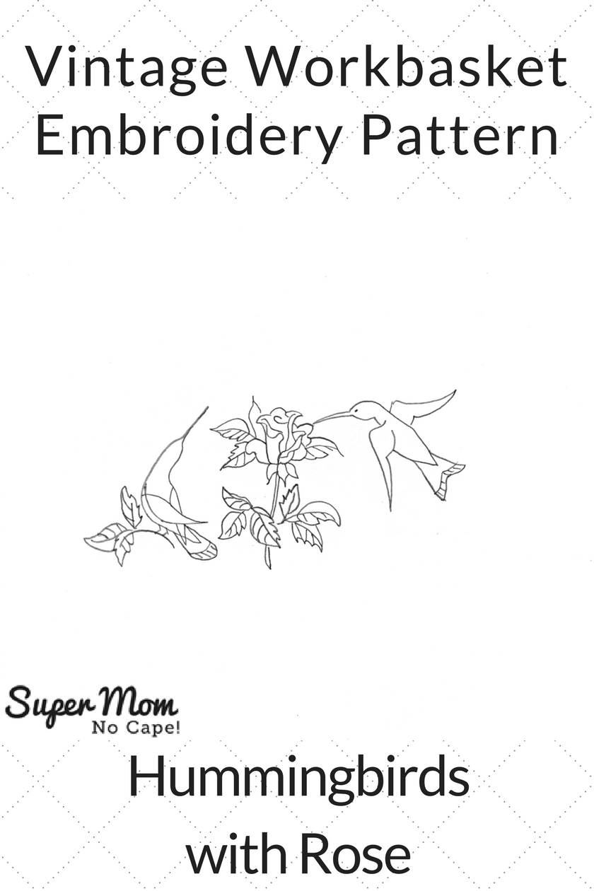 Vintage Workbasket Embroidery Pattern - Hummingbirds with Rose