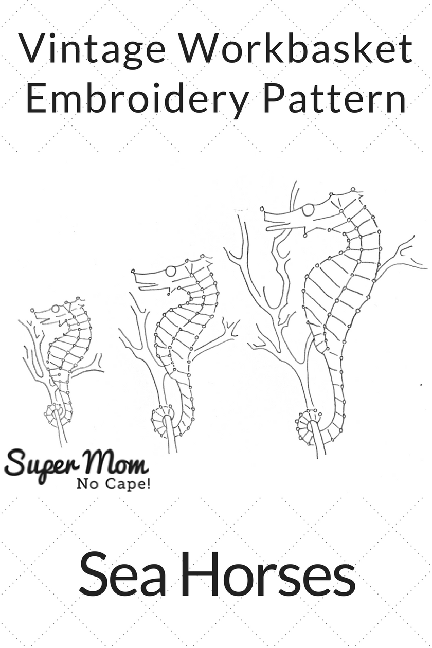 Vintage Workbasket Embroidery Pattern - Sea Horses