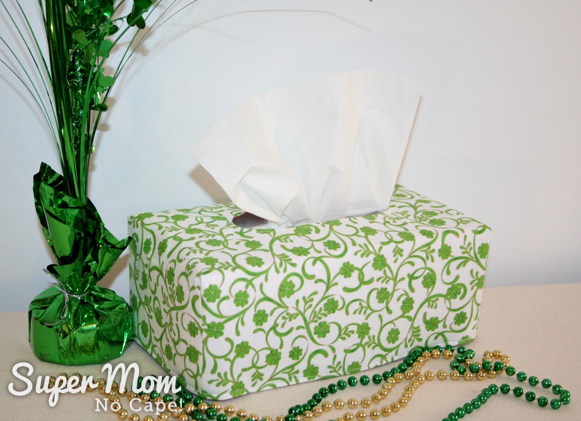 Last Minute Valentine's Gifts to Make - St Patrick's Day side of Reversible Tissue Box Cover