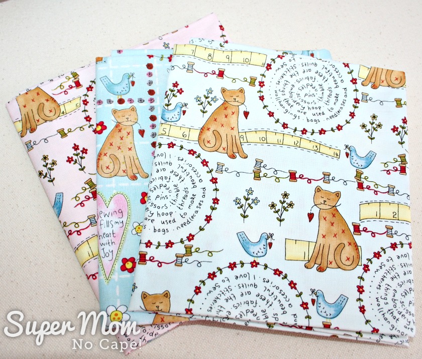 3 Fat Quarters of Stitches fabric by Lynnette Anderson for Henry Glass - 9th Anniversary Giveaway on Super Mom - No Cape!